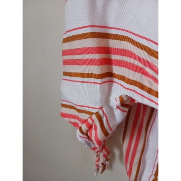 Lane Bryant Top Striped Off The Shoulder Short Sleeve Orange White Size 14/16 - Picture 5 of 6